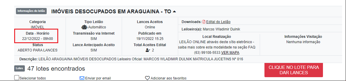 Data do leilão 